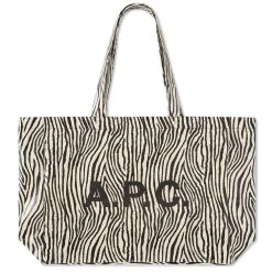 A.P.C. A.P.C Diane Zebra Print Logo Shopping Tote