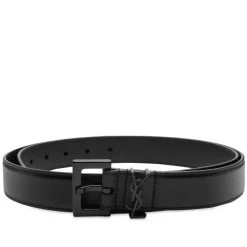 Saint Laurent Metal Logo Leather Belt