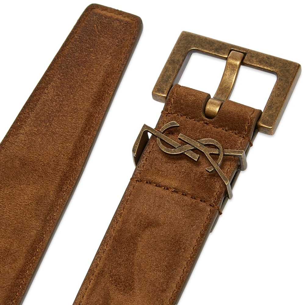 Saint Laurent Metal Logo Suede Belt - Image 2