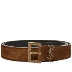 Saint Laurent Metal Logo Suede Belt